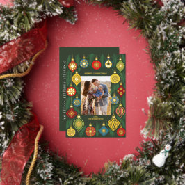 Vintage-Weihnachtsbaumschmuck-Foto Gold Folien Feiertagskarte
