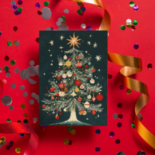 Vintage Weihnachtsbaumschmuck Sternenspitze Feiertagskarte