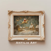 Vintage-Weihnachtsbild Santa Claus und Rentiere