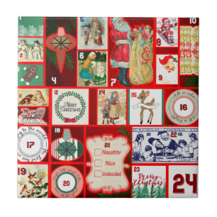 Vintage-Weihnachtsblock-Adventskalender-Gitter-Kun Fliese
