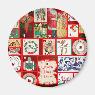 Vintage-Weihnachtsblock-Adventskalender-Gitter-Kun Magnet