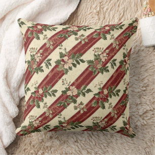 Vintage-Weihnachtsblumen gestreift (5) Kissen