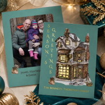 Vintage-Weihnachtsbonbonladen-Familienfoto Gold