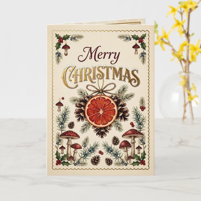 Vintage-Weihnachtsbotanik Karte (Gelbe Blume)
