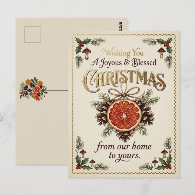 Vintage-Weihnachtsbotanik Postkarte (Vorne/Hinten)