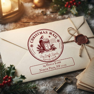 Vintage-Weihnachtsbrief Familien-Rücksende-Adresse Gummistempel