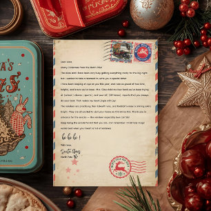 Vintage-Weihnachtsbriefvorlage von Santa Persona Einladung