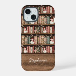 Vintage-Weihnachtsbücher-Handyhülle mit Namen iPhone 15 Hülle