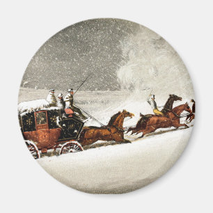 Vintage-Weihnachtsbühne-Kutsche liefert Post Magnet
