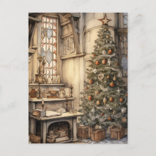 Vintage-Weihnachtsbüro Postkarte