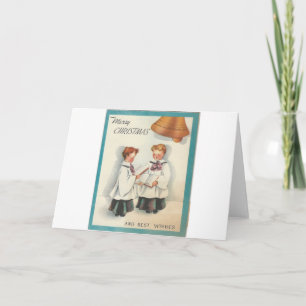 Vintage Weihnachtschor-Jungen Feiertagskarte