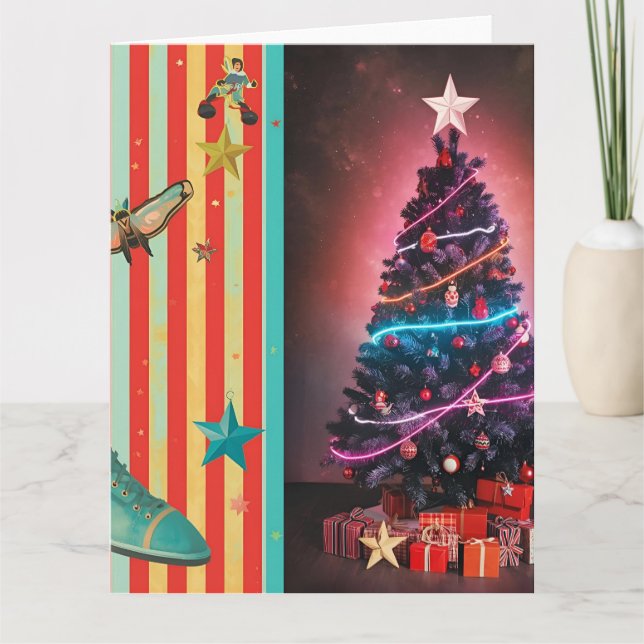 Vintage-Weihnachtscollage-Design Karte (Vorderseite)