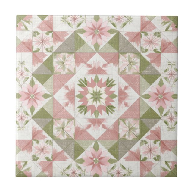 Vintage-Weihnachtsdecke Floralmuster Fliese (Vorderseite)