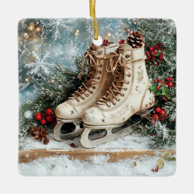 Vintage Weihnachtsdekoration Keramikornament (Vorderseite)