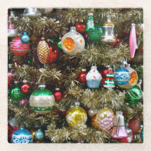 Vintage-Weihnachtsdekorationen Glasuntersetzer