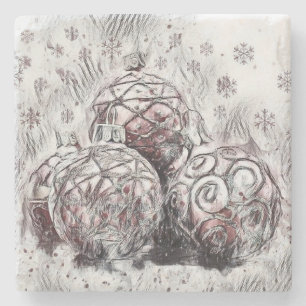 Vintage-Weihnachtsdekorationen Ornamente Stone Coa Steinuntersetzer