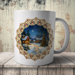 Vintage-Weihnachtsdorf-Doily Kaffeetasse