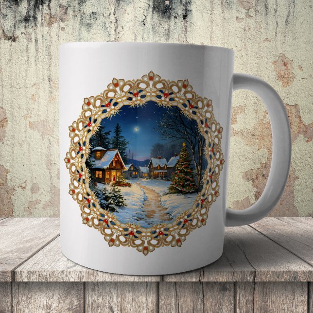 Vintage-Weihnachtsdorf-Doily Kaffeetasse (Von Creator hochgeladen)