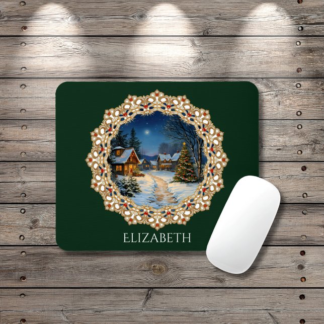 Vintage-Weihnachtsdorf-Doily Mousepad (Von Creator hochgeladen)