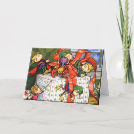 Vintage Weihnachtself-Geschenk-Verpackung Feiertagskarte