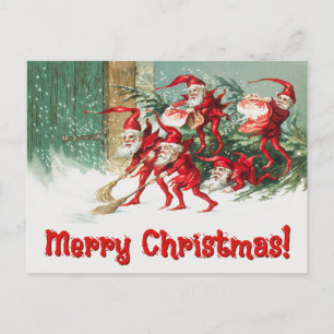 Vintage-Weihnachtselfen Feiertagspostkarte