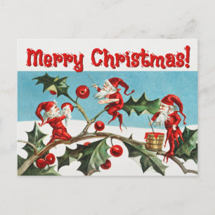 Vintage-Weihnachtselfen Feiertagspostkarte