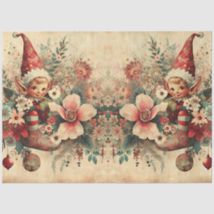 Vintage-Weihnachtselfen & Florale Decoupage Seidenpapier