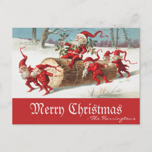 Vintage Weihnachtselfen Frohe Weihnachten Retro