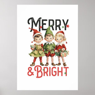 Vintage-Weihnachtselfen, Santas kleine Helfer Poster