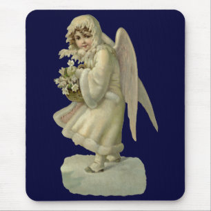 Vintage-Weihnachtsengel-Blumen, viktorianischer Di Mousepad