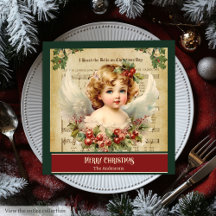 Vintage-Weihnachtsengel Chic-Feiertagsservietten-S
