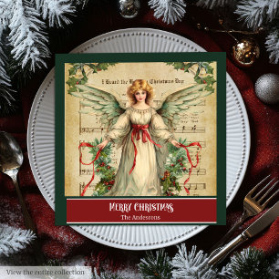 Vintage-Weihnachtsengel Elegante Feiertagsserviett Serviette