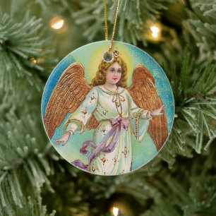 Vintage-Weihnachtsengel Faux Gold Keramik Ornament