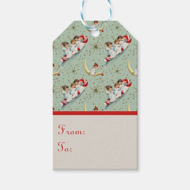 Vintage-Weihnachtsengel  Geschenkanhänger (Vorderseite)