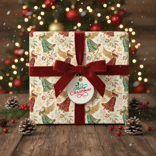 Vintage-Weihnachtsengel Geschenkpapier