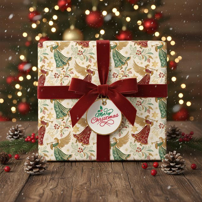 Vintage-Weihnachtsengel Geschenkpapier (Von Creator hochgeladen)
