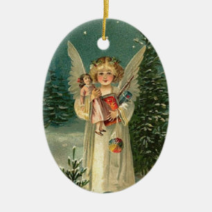 Vintage-Weihnachtsengel Keramik Ornament