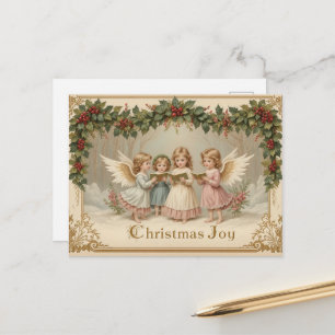Vintage-Weihnachtsengel Klassisches Retro-Fest Postkarte