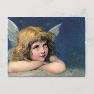 Vintage Weihnachtsengel Mädchen Feiertagspostkarte