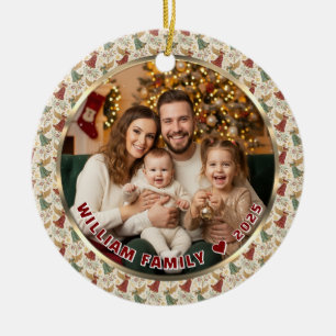 Vintage-Weihnachtsengel mit individuellem Foto & N Keramik Ornament
