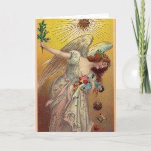 Vintage-Weihnachtsengel mit Puppe Feiertagskarte