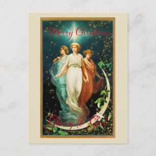 Vintage-Weihnachtsengel mit Stern Postkarte
