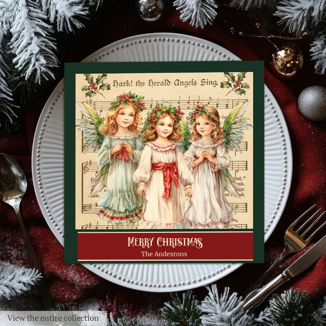 Vintage-Weihnachtsengel-Monogramm-Feiertagsserviet Serviette (Vintage Christmas Angels Monogram Holiday Napkins)