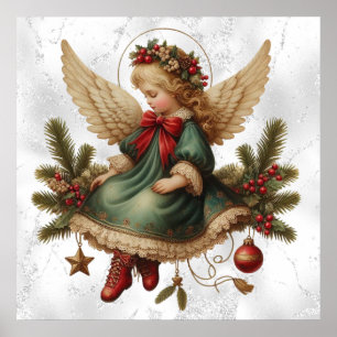 Vintage-Weihnachtsengel-Plakat Poster