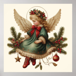 Vintage-Weihnachtsengel-Plakat Poster