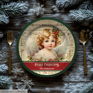 Vintage-Weihnachtsengel-Tasse Retro-Feiertags-Ande Pappteller