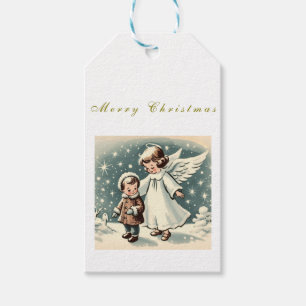 Vintage-Weihnachtsengel und Kind Geschenkanhänger