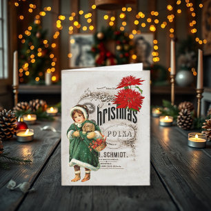 Vintage-Weihnachtsephemera Werbefreude auf der Wel Feiertagskarte