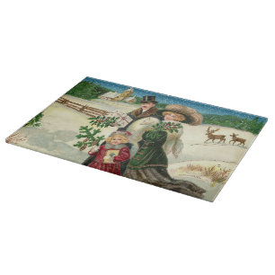 Vintage Weihnachtsfamilie Schneidebrett