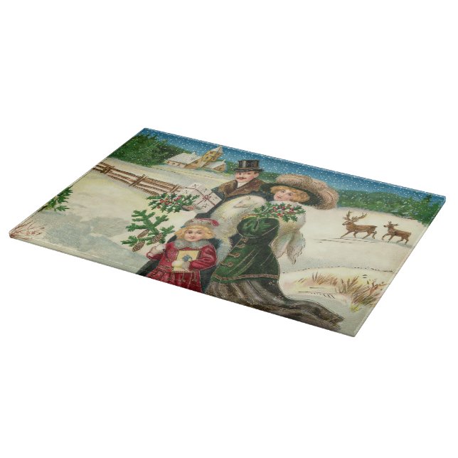 Vintage Weihnachtsfamilie Schneidebrett (Ecke)